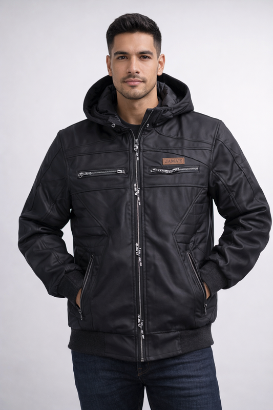 CHAQUETA CABALLERO CUERINA ENGUATADA CON FORRO FLEECE-ROBERT LUAN