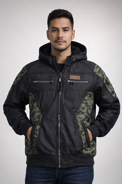 CHAQUETA CABALLERO CUERINA ENGUATADA CON FORRO FLEECE-ROBERT LUAN