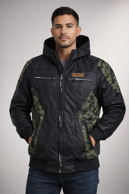 CHAQUETA CABALLERO CUERINA ENGUATADA CON FORRO FLEECE-ROBERT LUAN