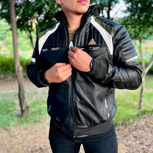 CHAQUETA CUERINA CABALLERO CON FORRO FLEECE Y CAPOTA-BENNY BLUE OV