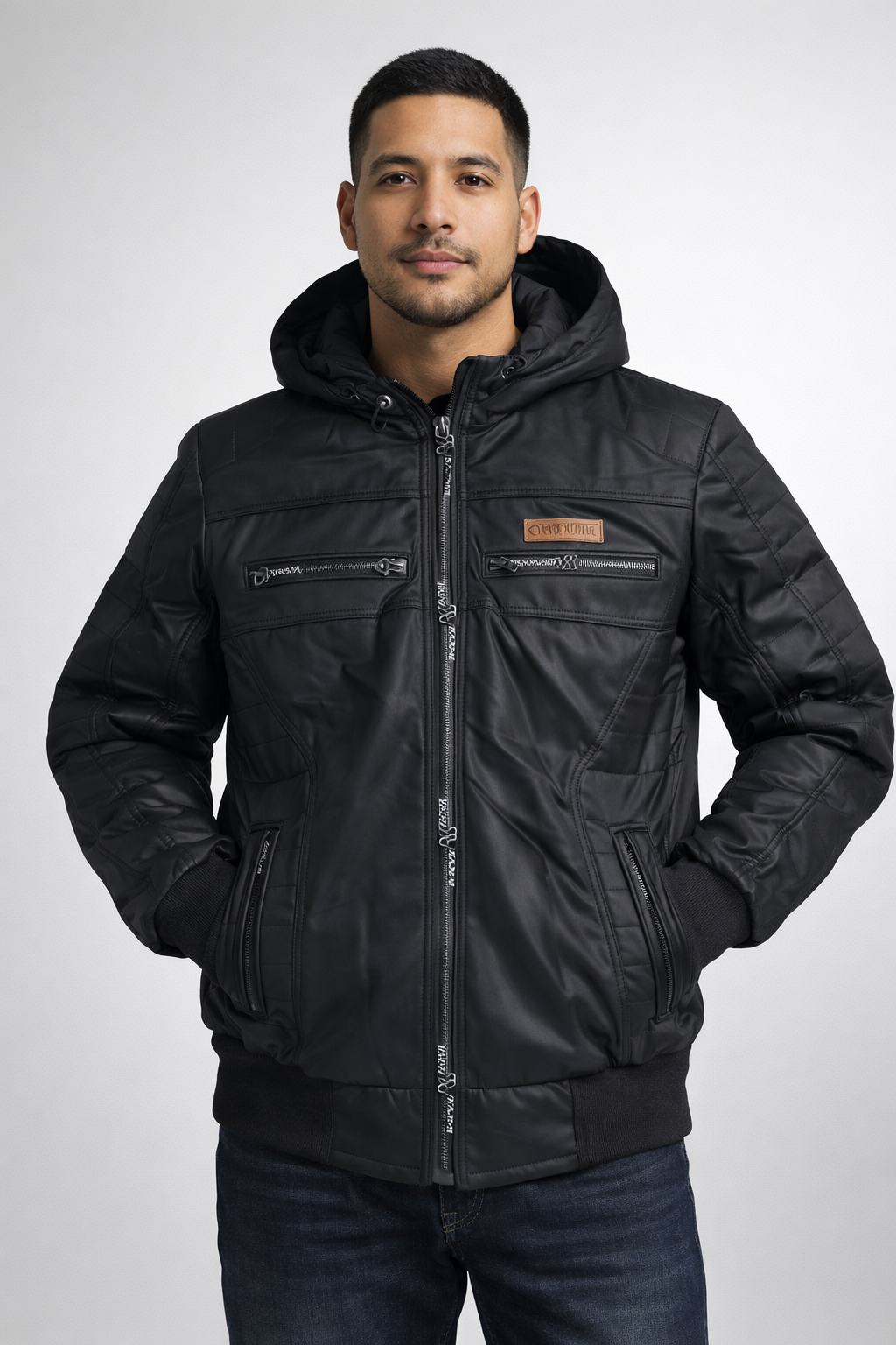 CHAQUETA CABALLERO CUERINA ENGUATADA CON FORRO FLEECE-ROBERT LUAN