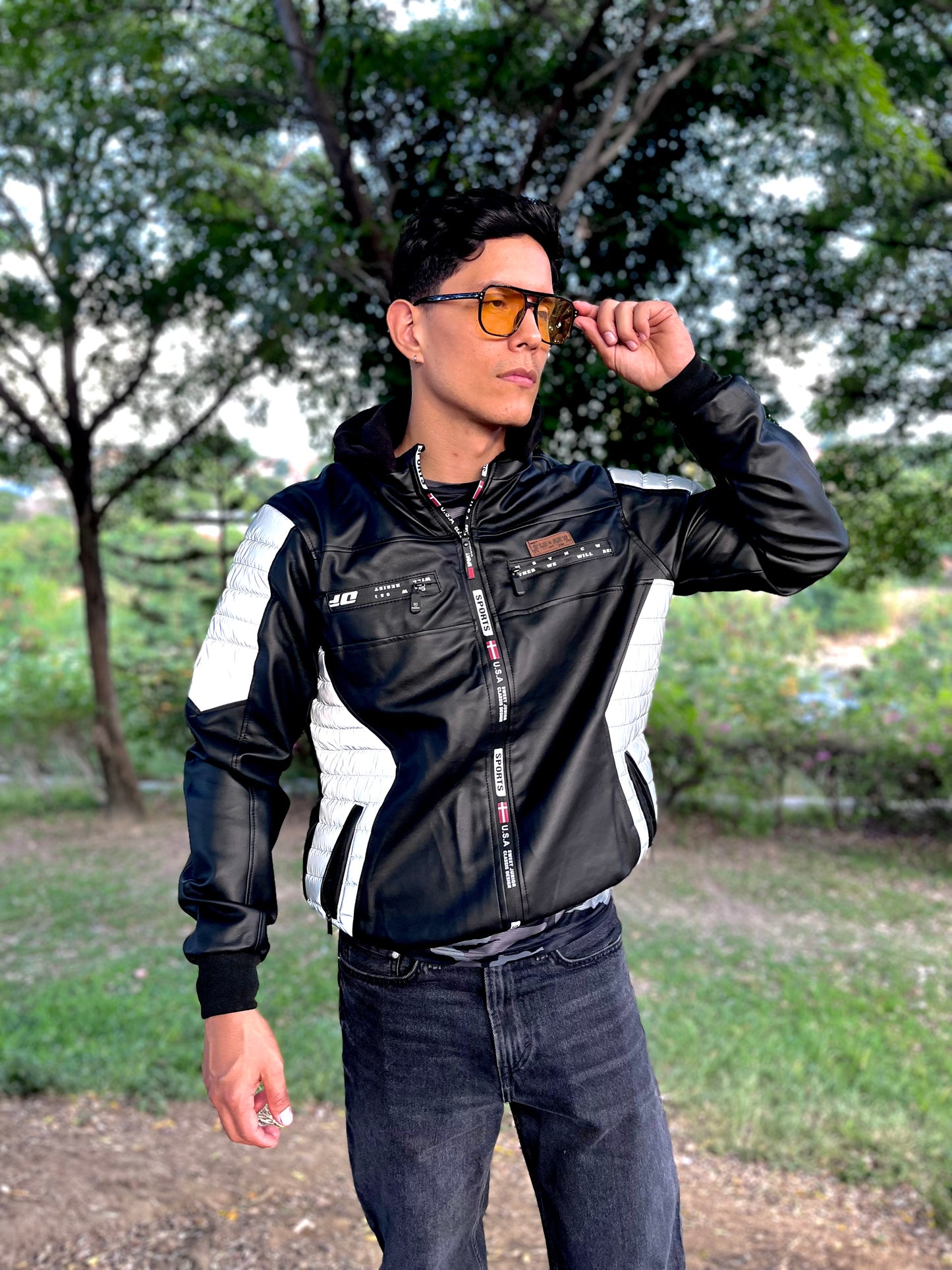 CHAQUETA CABALLERO CUERINA ENGUATADA CON FORRO FLEECE-ROBERT LUAN