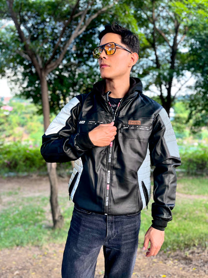 CHAQUETA CABALLERO CUERINA ENGUATADA CON FORRO FLEECE-ROBERT LUAN