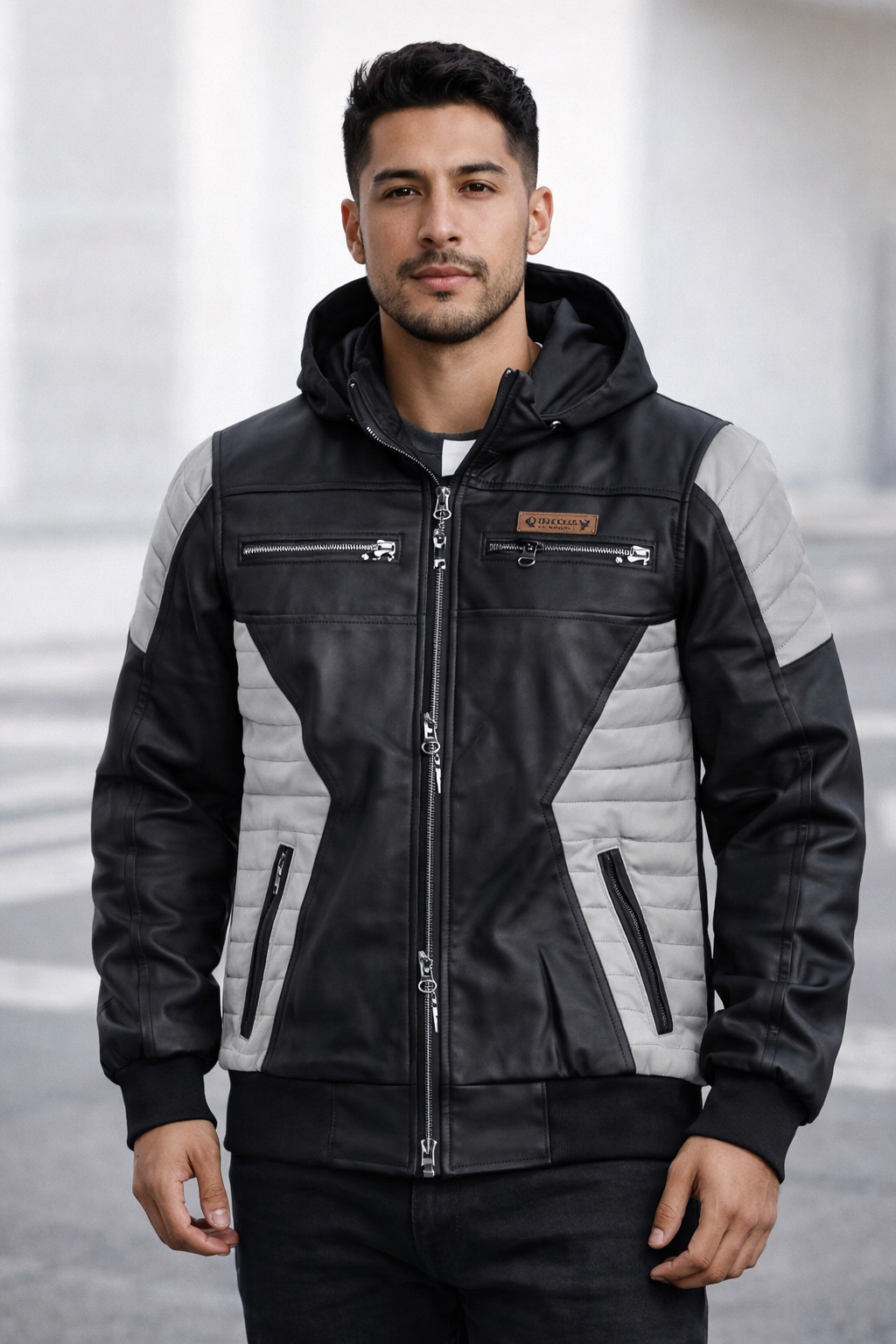 CHAQUETA CABALLERO CUERINA ENGUATADA CON FORRO FLEECE-ROBERT LUAN