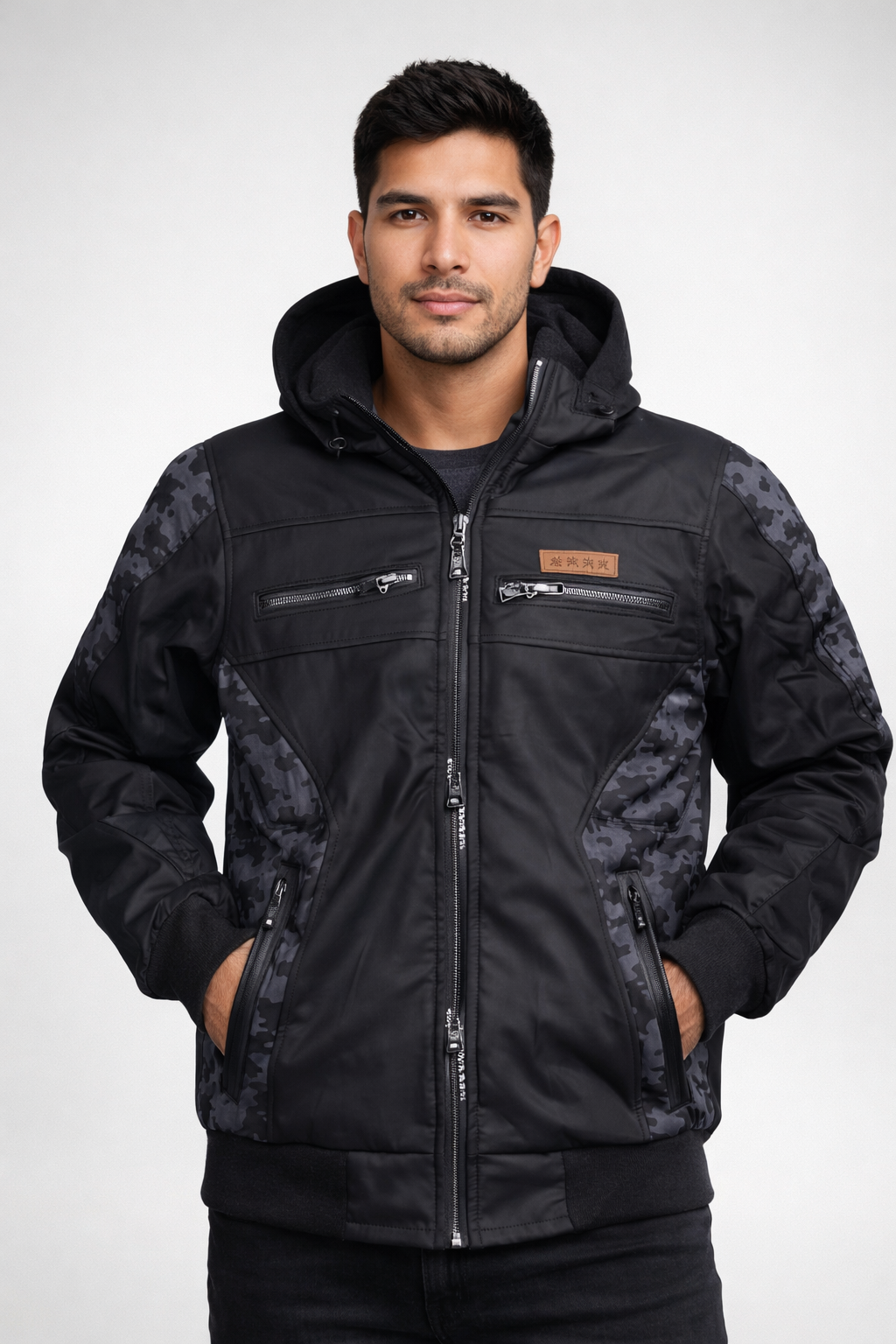 CHAQUETA CABALLERO CUERINA ENGUATADA CON FORRO FLEECE-ROBERT LUAN