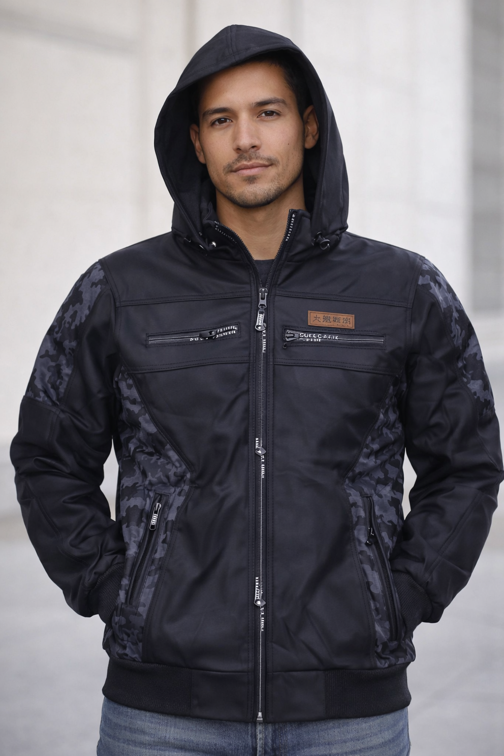 CHAQUETA CABALLERO CUERINA ENGUATADA CON FORRO FLEECE-ROBERT LUAN