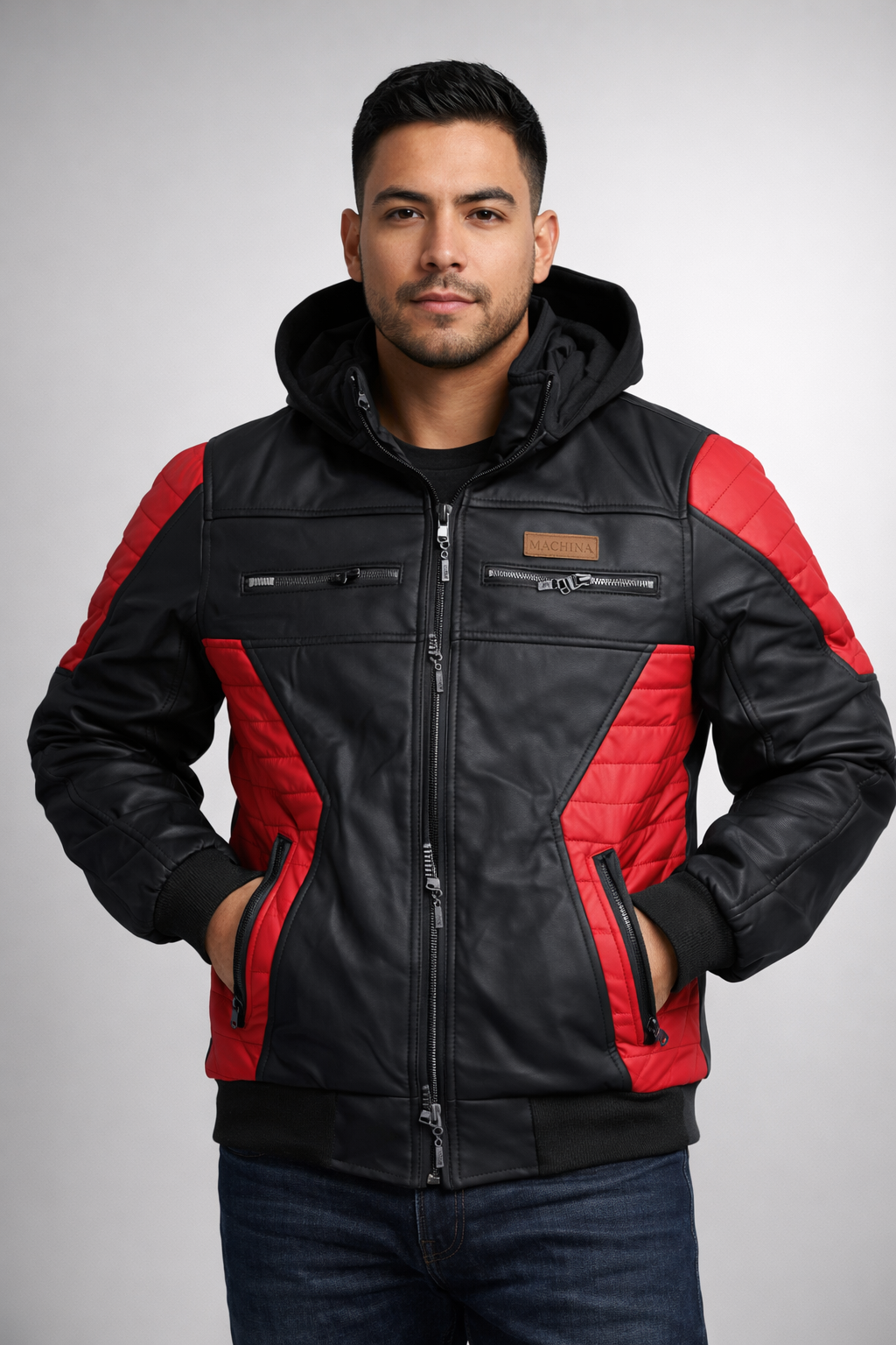 CHAQUETA CABALLERO CUERINA ENGUATADA CON FORRO FLEECE-ROBERT LUAN