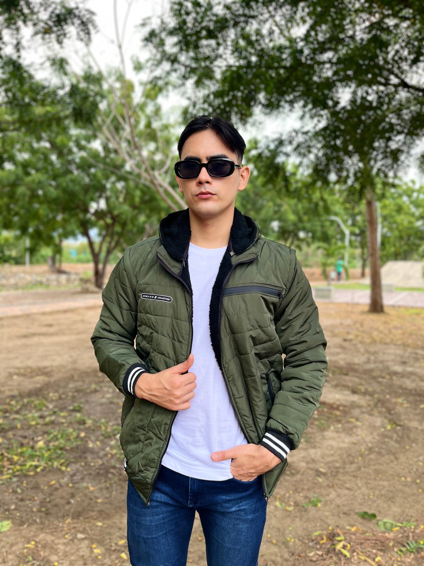 CHAQUETA CABALLERO CONVERTIBLE A CHALECO CON OVEJERO-UNICOLOR HVM