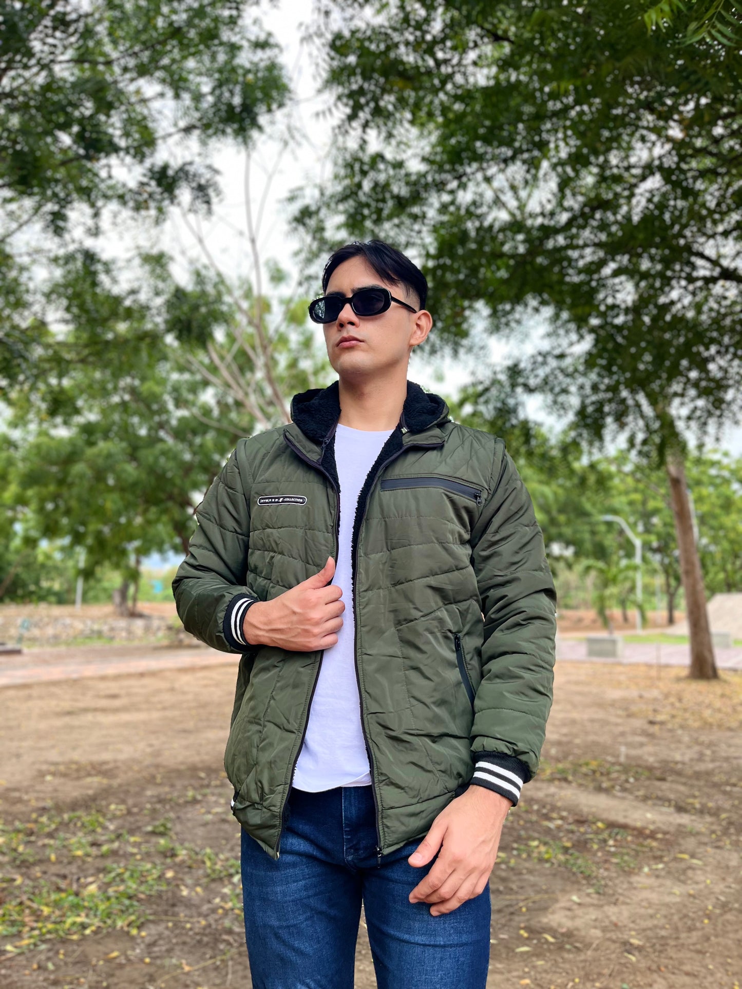 CHAQUETA CABALLERO CONVERTIBLE A CHALECO CON OVEJERO-UNICOLOR HVM