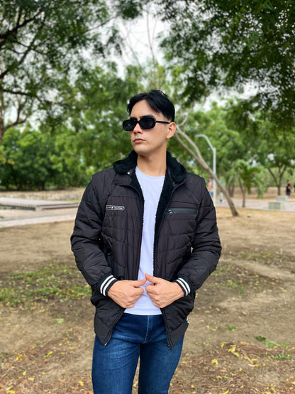 CHAQUETA CABALLERO CONVERTIBLE A CHALECO CON OVEJERO-UNICOLOR HVM