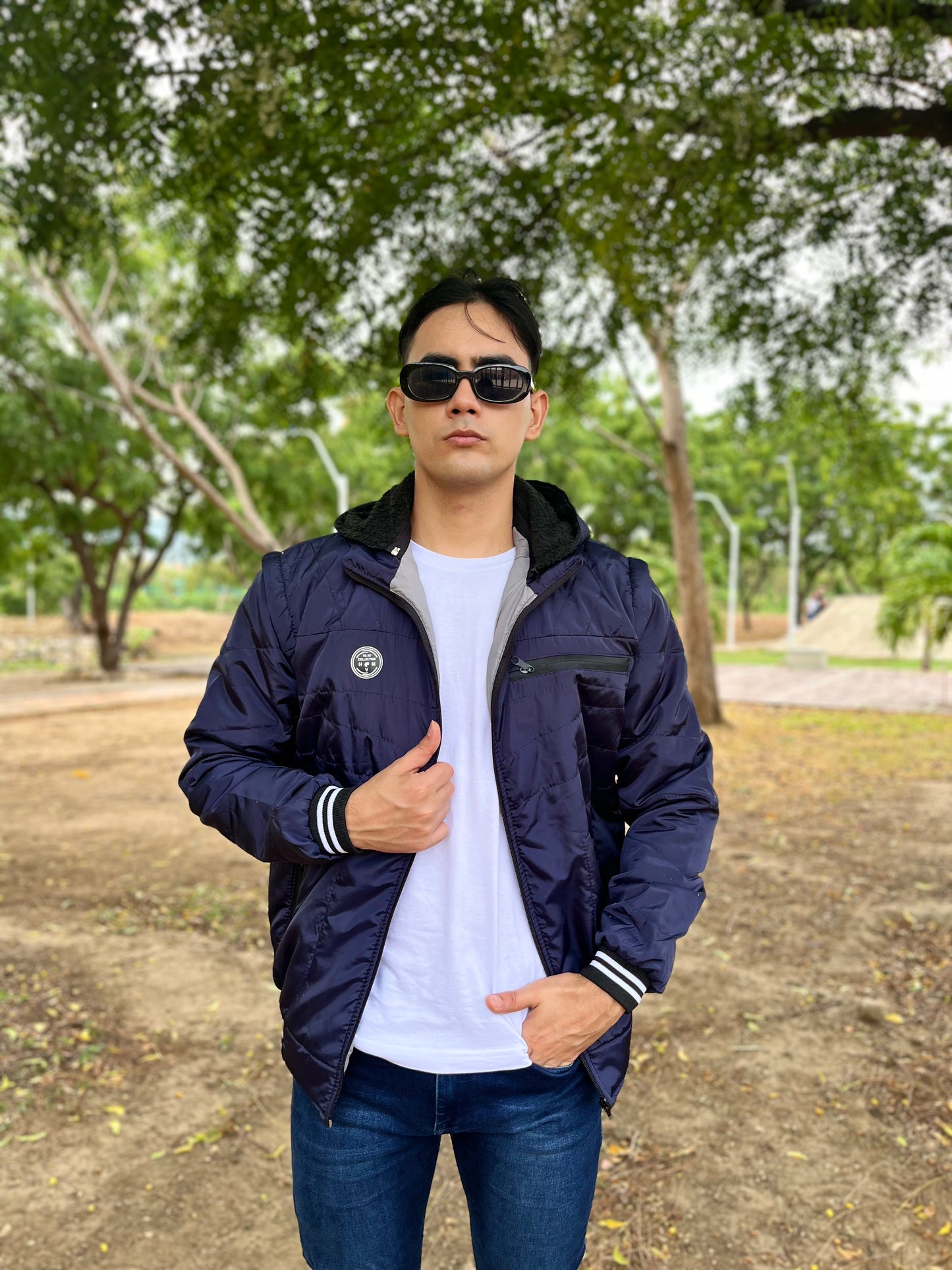 CHAQUETA CABALLERO CONVERTIBLE A CHALECO CON OVEJERO-UNICOLOR HVM