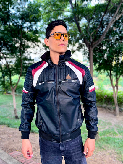 CHAQUETA CUERINA CABALLERO CON FORRO FLEECE Y CAPOTA-BENNY BLUE OV