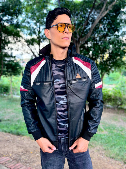 CHAQUETA CUERINA CABALLERO CON FORRO FLEECE Y CAPOTA-BENNY BLUE OV