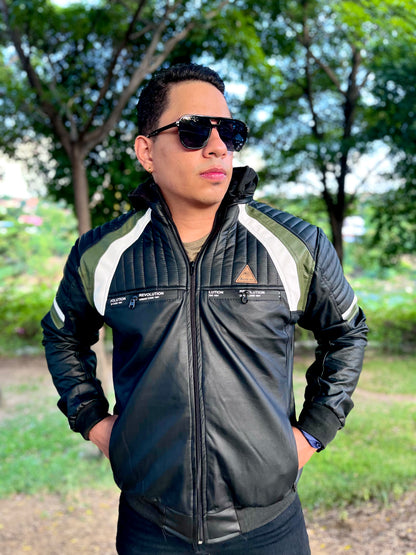 CHAQUETA CUERINA CABALLERO CON FORRO FLEECE Y CAPOTA-BENNY BLUE OV